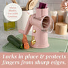 COOK WITH COLOR Rotary Cheese Grater with Handle & Suction Base, Hand Crank, 5 Blades, Manual Vegetable Chopper and Mandolin