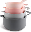 COOK WITH COLOR Nesting Plastic Mixing Bowl Set with Pour Spouts and Handles, 4 Piece Non-Slip