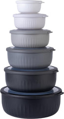 COOK WITH COLOR Prep Bowls with Lids- Wide and Deep Nesting Plastic Small Mixing Bowl Set with Lids