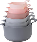COOK WITH COLOR Nesting Plastic Mixing Bowl Set with Pour Spouts and Handles, 4 Piece Non-Slip
