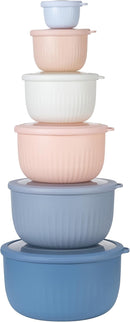 COOK WITH COLOR Prep Bowls with Lids- Wide and Deep Nesting Plastic Small Mixing Bowl Set with Lids