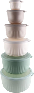 COOK WITH COLOR Prep Bowls with Lids- Wide and Deep Nesting Plastic Small Mixing Bowl Set with Lids
