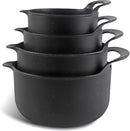 COOK WITH COLOR Nesting Plastic Mixing Bowl Set with Pour Spouts and Handles, 4 Piece Non-Slip