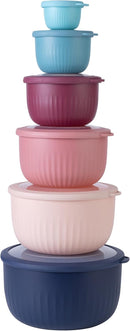 COOK WITH COLOR Prep Bowls with Lids- Wide and Deep Nesting Plastic Small Mixing Bowl Set with Lids