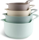COOK WITH COLOR Nesting Plastic Mixing Bowl Set with Pour Spouts and Handles, 4 Piece Non-Slip