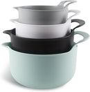 COOK WITH COLOR Nesting Plastic Mixing Bowl Set with Pour Spouts and Handles, 4 Piece Non-Slip