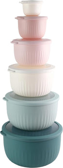 COOK WITH COLOR Prep Bowls with Lids- Wide and Deep Nesting Plastic Small Mixing Bowl Set with Lids