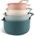 COOK WITH COLOR Nesting Plastic Mixing Bowl Set with Pour Spouts and Handles, 4 Piece Non-Slip
