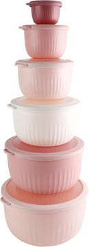 COOK WITH COLOR Prep Bowls with Lids- Wide and Deep Nesting Plastic Small Mixing Bowl Set with Lids