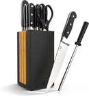 COOK WITH COLOR 14 Pieces Kitchen Knife Block Set, Knives for Kitchen, Forged Cutlery with Razor-Sharp High Carbon Steel Blades, Magnetic Block