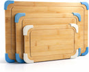 COOK WITH COLOR Non-Slip Cutting Board Set – Kitchen Essentials with Easy Grip Handle for Meat, Veggies, and Fruits, 3 Cutting Boards, Bamboo Non-Slip