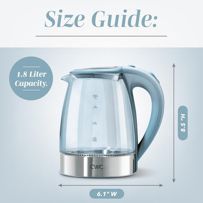 COOK WITH COLOR Electric Stained Glass Tea Kettle, 1.9L Cordless Hot Water Boiler, 1200W Rapid Boil, Auto Shutoff & Boil Dry Protection, BPA-Free, Sleek Countertop Design