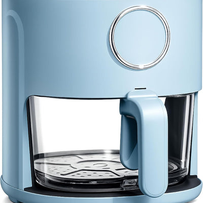 COOK WITH COLOR Colorful 1200W 4Qt Air Fryer: Glass Basket, Dishwasher Safe, 60min Timer, 6 Presets, Temp Control 175F-400F, 4 QT