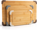 COOK WITH COLOR Non-Slip Cutting Board Set – Kitchen Essentials with Easy Grip Handle for Meat, Veggies, and Fruits, 3 Cutting Boards, Bamboo Non-Slip