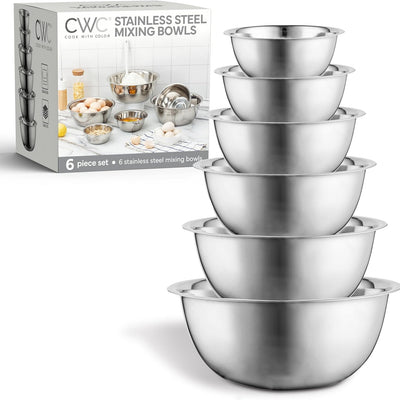 COOK WITH COLOR Stainless Steel Mixing Bowls Set - Nesting Bowls, 6 Pieces