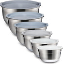 COOK WITH COLOR Stainless Steel Mixing Bowls Set with Lids - Nesting Bowls with Non-Slip Bottom, 12 Pieces