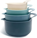 COOK WITH COLOR Nesting Plastic Mixing Bowl Set with Pour Spouts and Handles, 4 Piece Non-Slip