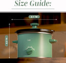 COOK WITH COLOR 2QT Mini Electric Round Slow Cooker - Adjustable Settings, Removable Stoneware Pot, Tempered Glass Lid, Dishwasher Safe, Cool-Touch Side Handles