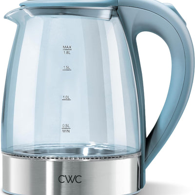 COOK WITH COLOR Electric Stained Glass Tea Kettle, 1.9L Cordless Hot Water Boiler, 1200W Rapid Boil, Auto Shutoff & Boil Dry Protection, BPA-Free, Sleek Countertop Design