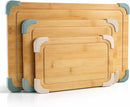 COOK WITH COLOR Non-Slip Cutting Board Set – Kitchen Essentials with Easy Grip Handle for Meat, Veggies, and Fruits, 3 Cutting Boards, Bamboo Non-Slip