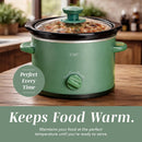 COOK WITH COLOR 2QT Mini Electric Round Slow Cooker - Adjustable Settings, Removable Stoneware Pot, Tempered Glass Lid, Dishwasher Safe, Cool-Touch Side Handles