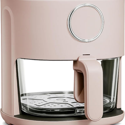 COOK WITH COLOR Colorful 1200W 4Qt Air Fryer: Glass Basket, Dishwasher Safe, 60min Timer, 6 Presets, Temp Control 175F-400F, 4 QT