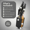 COOK WITH COLOR 14 Pieces Kitchen Knife Block Set, Knives for Kitchen, Forged Cutlery with Razor-Sharp High Carbon Steel Blades, Magnetic Block