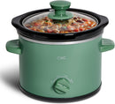 COOK WITH COLOR 2QT Mini Electric Round Slow Cooker - Adjustable Settings, Removable Stoneware Pot, Tempered Glass Lid, Dishwasher Safe, Cool-Touch Side Handles