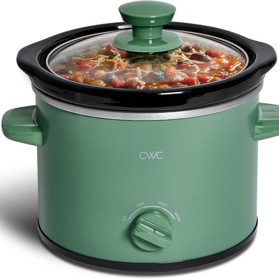 COOK WITH COLOR 2QT Mini Electric Round Slow Cooker - Adjustable Settings, Removable Stoneware Pot, Tempered Glass Lid, Dishwasher Safe, Cool-Touch Side Handles