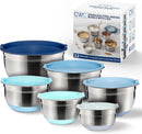 COOK WITH COLOR Stainless Steel Mixing Bowls Set with Lids - Nesting Bowls with Non-Slip Bottom, 12 Pieces