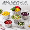 COOK WITH COLOR Stainless Steel Mixing Bowls Set with Lids - Nesting Bowls with Non-Slip Bottom, 12 Pieces