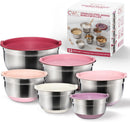 COOK WITH COLOR Stainless Steel Mixing Bowls Set with Lids - Nesting Bowls with Non-Slip Bottom, 12 Pieces