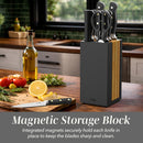 COOK WITH COLOR 14 Pieces Kitchen Knife Block Set, Knives for Kitchen, Forged Cutlery with Razor-Sharp High Carbon Steel Blades, Magnetic Block
