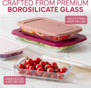Cook with Color 8-Piece Glass Baking Dish Set with Ombre Lids, Rectangular Bakeware with Airtight Storage Lids