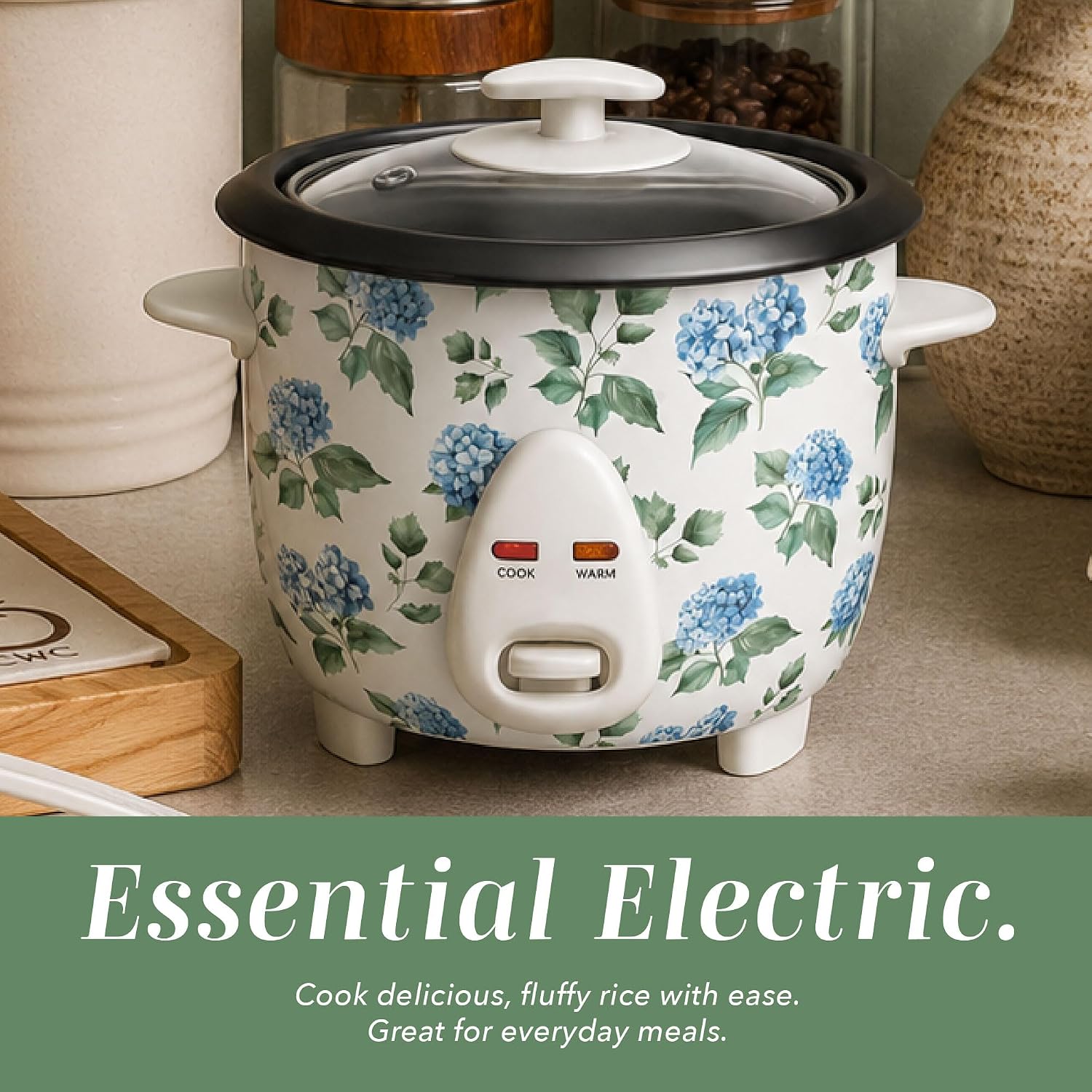 COOK WITH COLOR 6 Cup Rice Cooker 300W - Effortless Cooking and Perfectly, Cooks 3 Cups of Raw Rice for 6 Cups of Cooked Rice