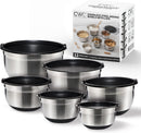 COOK WITH COLOR Stainless Steel Mixing Bowls Set with Lids - Nesting Bowls with Non-Slip Bottom, 12 Pieces