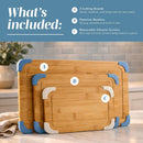 COOK WITH COLOR Non-Slip Cutting Board Set – Kitchen Essentials with Easy Grip Handle for Meat, Veggies, and Fruits, 3 Cutting Boards, Bamboo Non-Slip
