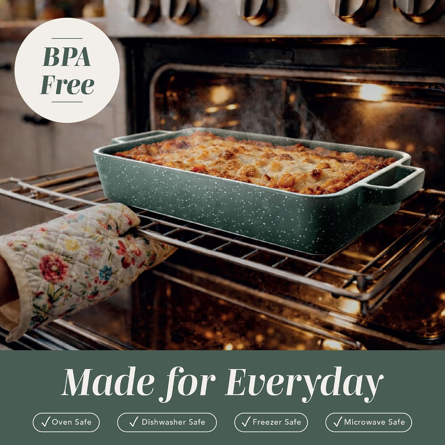 COOK WITH COLOR Ceramic Bakeware Set of 4, Porcelain Casserole Dishes with Handles, Oven Safe for Lasagna, Baking, Roasting & Serving