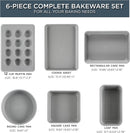 Country Kitchen 6-Piece Nonstick Carbon Steel Bakeware Set, Heavy-Duty Baking Pans, BPA & Phthalate Free