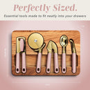 COOK WITH COLOR 6-Piece Kitchen Tool Set with Acacia Wood Cutting Board, Can Opener, Pizza Cutter, Garlic Press, Scoop & Peeler