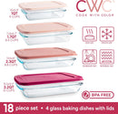 Cook with Color 8-Piece Glass Baking Dish Set with Ombre Lids, Rectangular Bakeware with Airtight Storage Lids