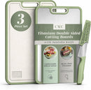 COOK WITH COLOR Titanium Cutting Board for Kitchen, 3 Pc Cutting Board Set with Knife, Double Sided Food Grade, Pure Titanium, Easy to Clean