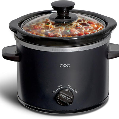 COOK WITH COLOR 2QT Mini Electric Round Slow Cooker - Adjustable Settings, Removable Stoneware Pot, Tempered Glass Lid, Dishwasher Safe, Cool-Touch Side Handles