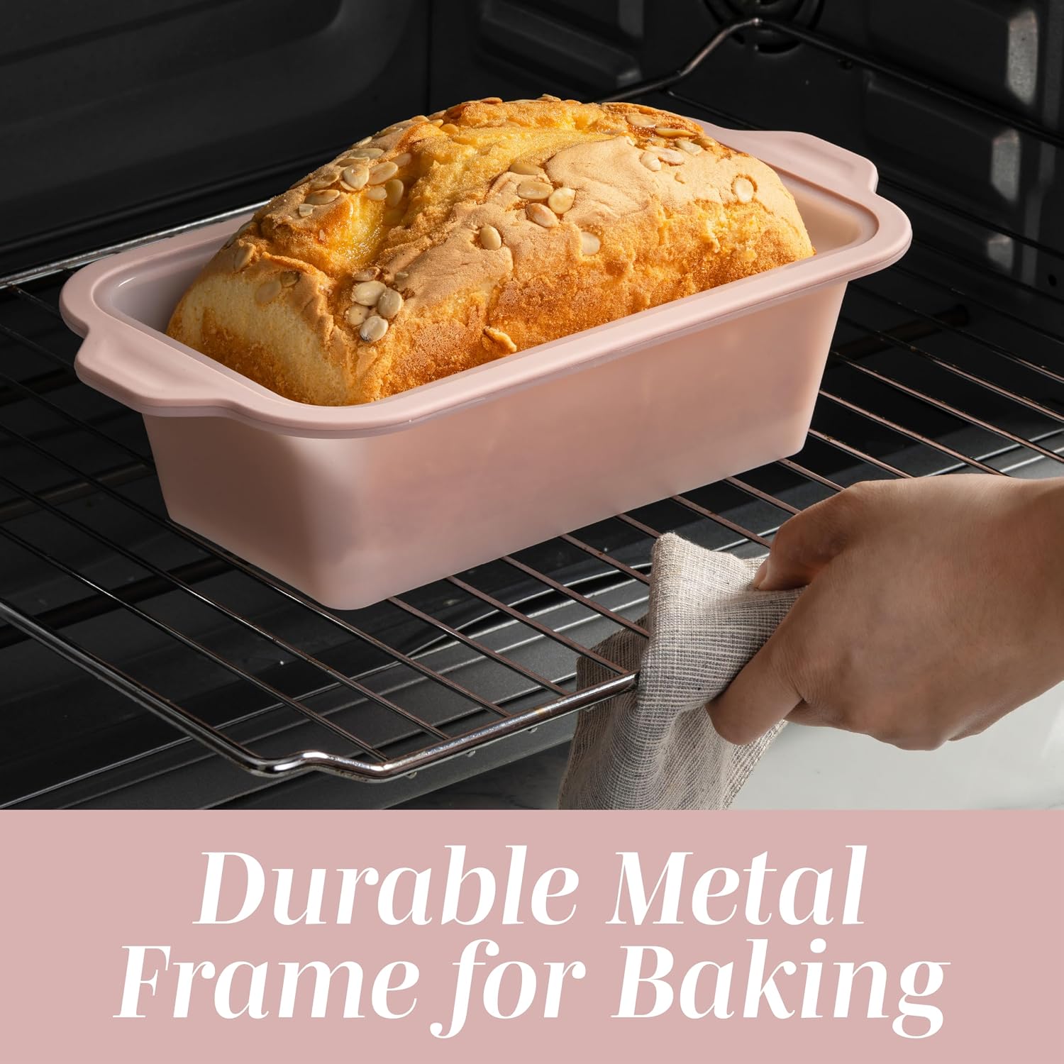 COOK WITH COLOR 17 Pc. Silicone Baking Pan Set - Non-Stick & Easy Clean Silicone Muffin Pans for Baking with Sturdy Metal Frame for Stability, Flexible Cake Molds, Includes Measuring Cups and Spoons
