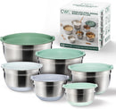 COOK WITH COLOR Stainless Steel Mixing Bowls Set with Lids - Nesting Bowls with Non-Slip Bottom, 12 Pieces