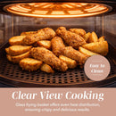 COOK WITH COLOR Colorful 1200W 4Qt Air Fryer: Glass Basket, Dishwasher Safe, 60min Timer, 6 Presets, Temp Control 175F-400F, 4 QT