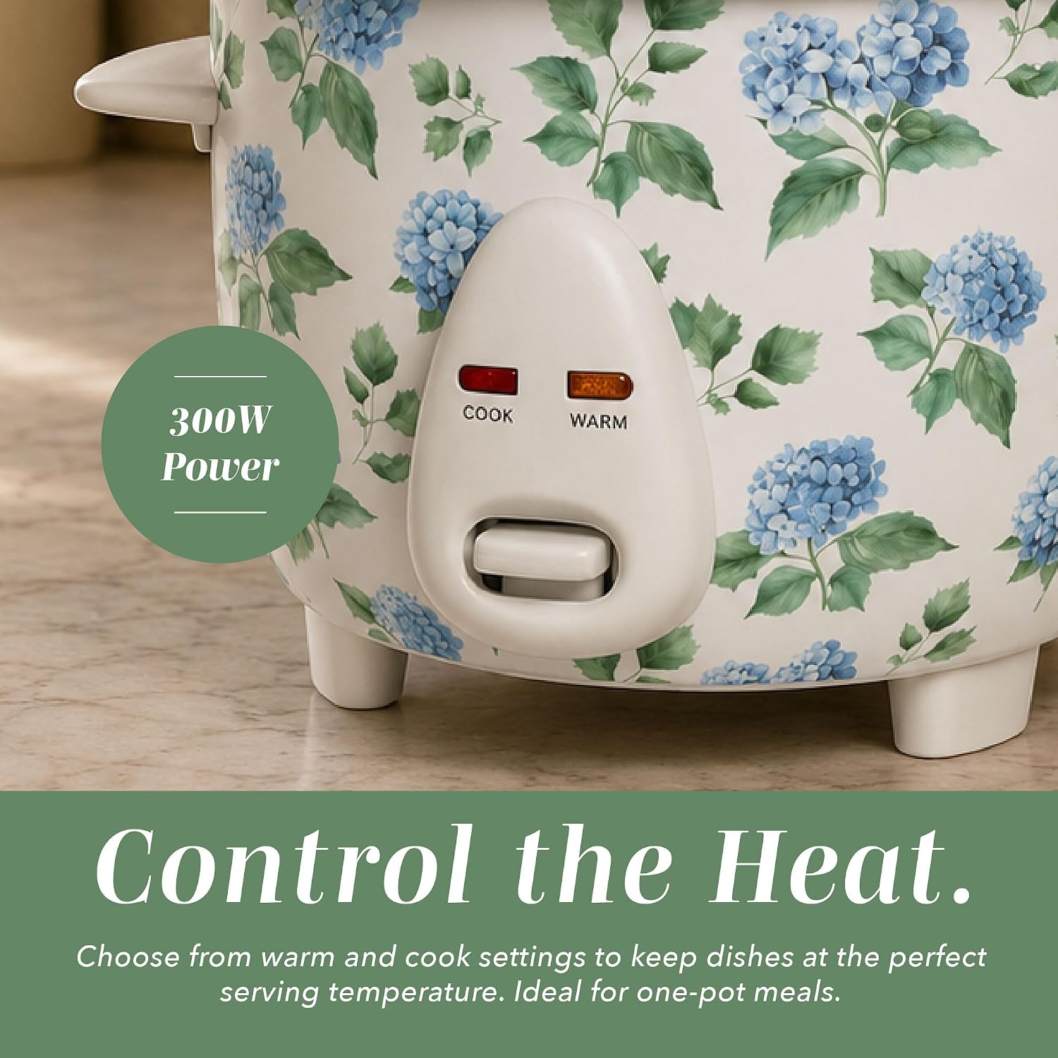 COOK WITH COLOR 6 Cup Rice Cooker 300W - Effortless Cooking and Perfectly, Cooks 3 Cups of Raw Rice for 6 Cups of Cooked Rice