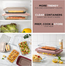 Cook with Color 8-Piece Glass Baking Dish Set with Ombre Lids, Rectangular Bakeware with Airtight Storage Lids