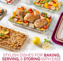 Cook with Color 8-Piece Glass Baking Dish Set with Ombre Lids, Rectangular Bakeware with Airtight Storage Lids