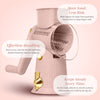 COOK WITH COLOR Rotary Cheese Grater with Handle & Suction Base, Hand Crank, 5 Blades, Manual Vegetable Chopper and Mandolin